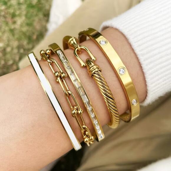 Eternity Bracelet Collection - Stainless steel Non-Tarnish Sleek Gold - Picture 1 of 7